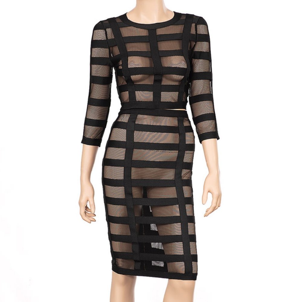 Sheer Black Mesh Set